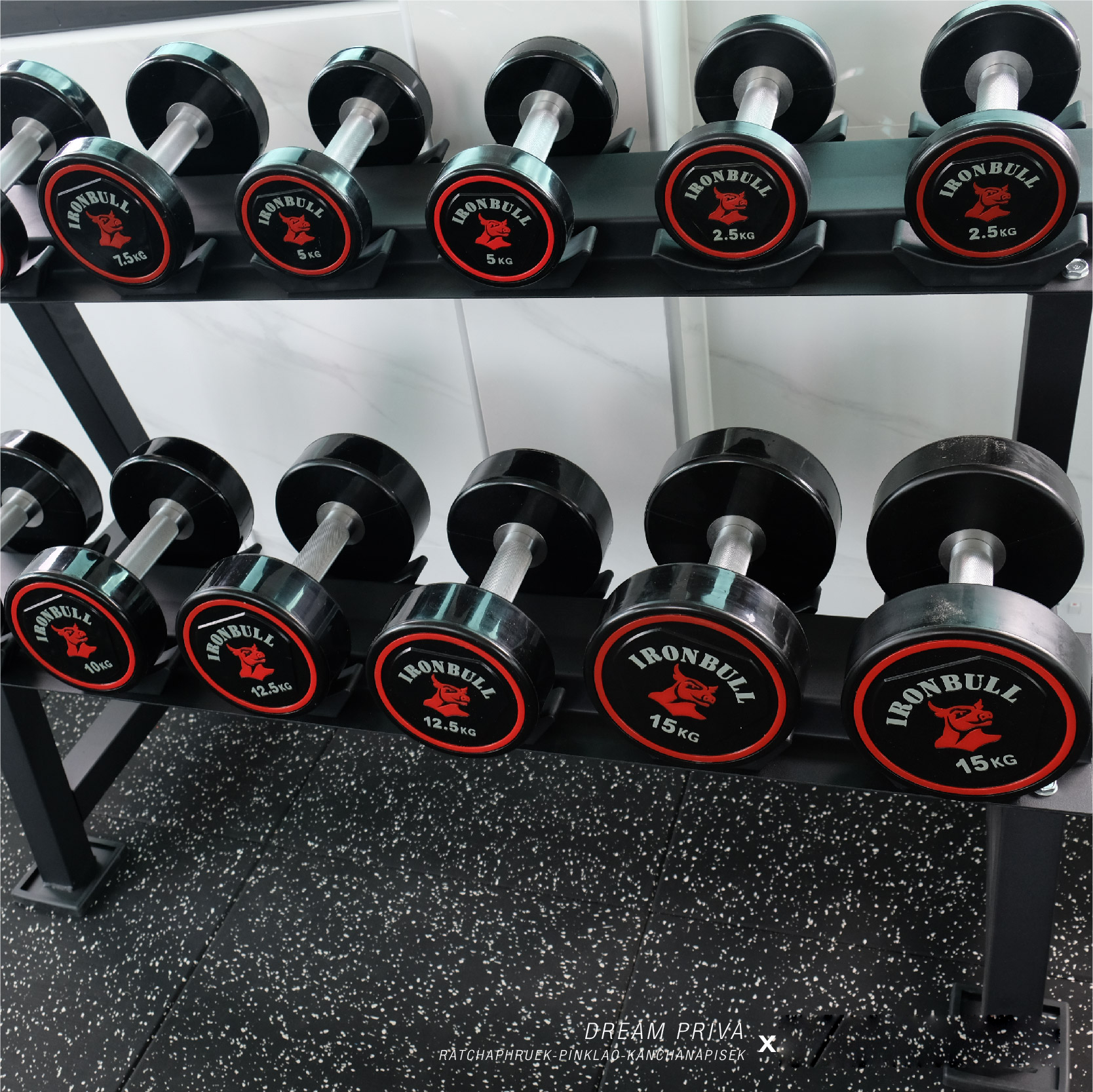 ดัมเบลยางพร้อมชั้นวาง 10 คู่ Commercial 2.5-25kg