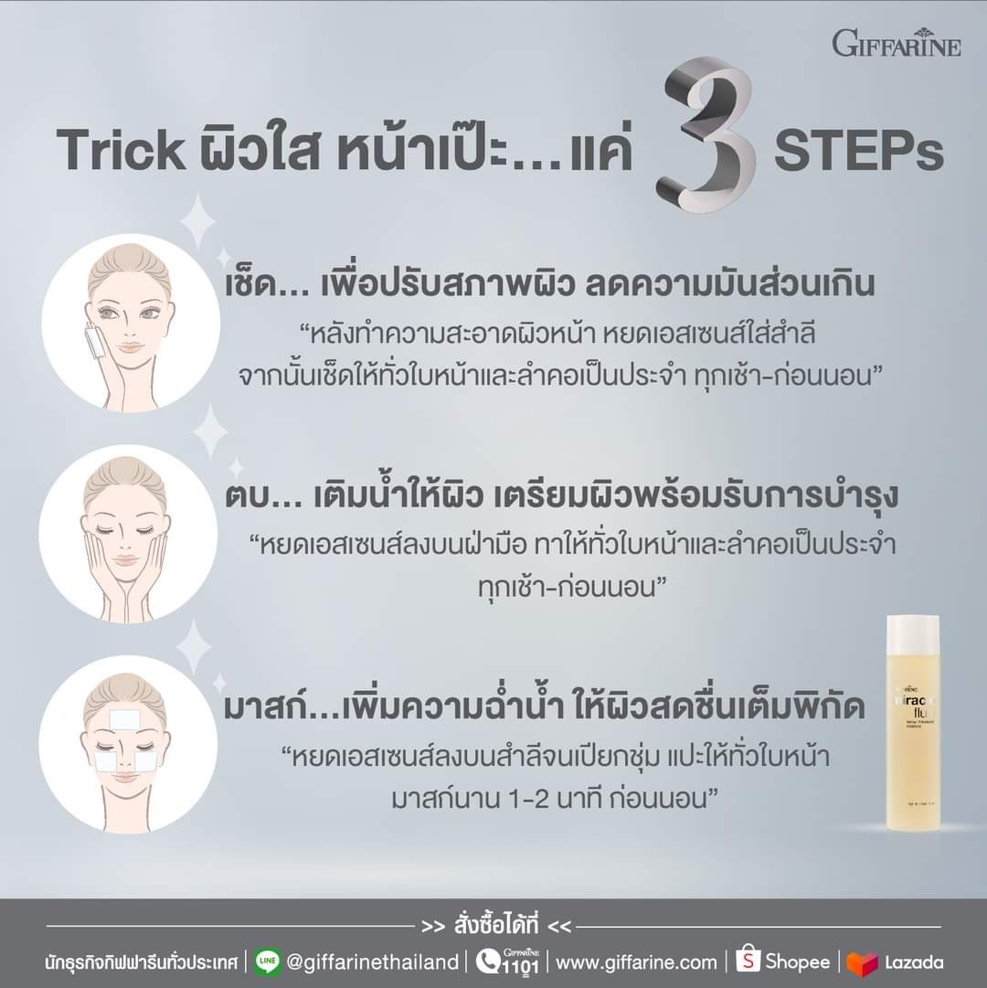 น้ำตบกิฟฟารีน Giffarine Miracle Fluid Facial Treatment Essence (ขนาด 150 มล.)