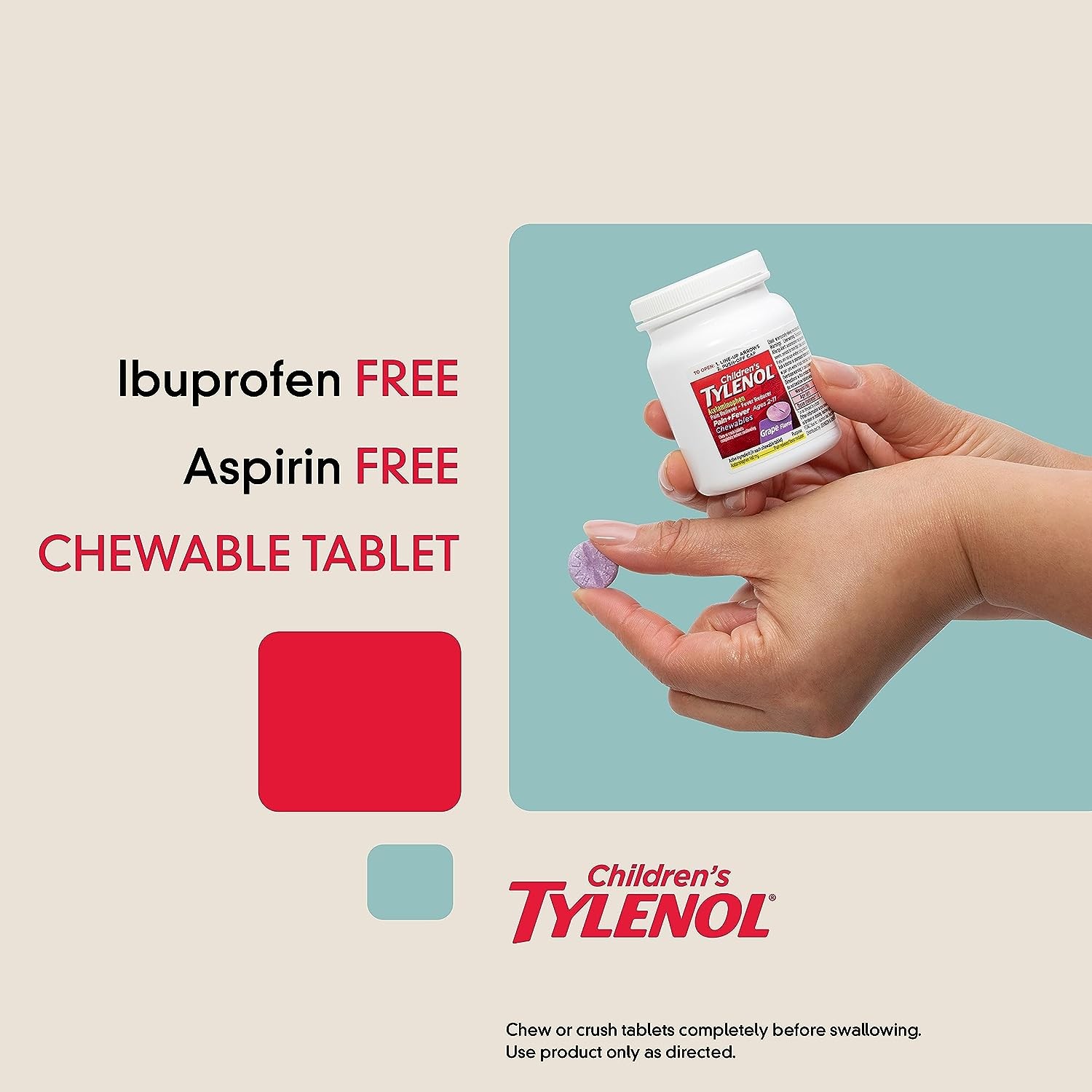 เม็ดเคี้ยวลดไข้Tylenol Children's Chewable, Grape, 24 เม็ด , ราคา 490 บาท