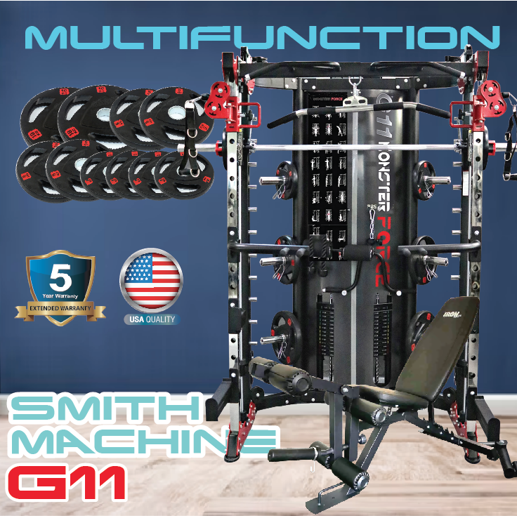 Set Promotion สมิทแมชชีน มอนสเตอร์ฟอส G11 (New Design) , Smith Machine Monster Force G11 + ม้านั่ง Iron 202 Commercial
