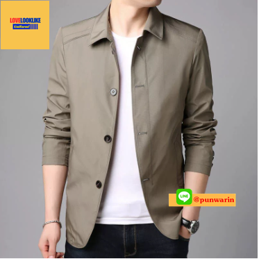 เสื้อแจ็กเก็ตคอปกผู้ชาย (พรีออเดอร์) รอสินค้า 10-12 วันหลังโอน กากี ดำ กรมท่า M-3XL SKU-04203 ตัว