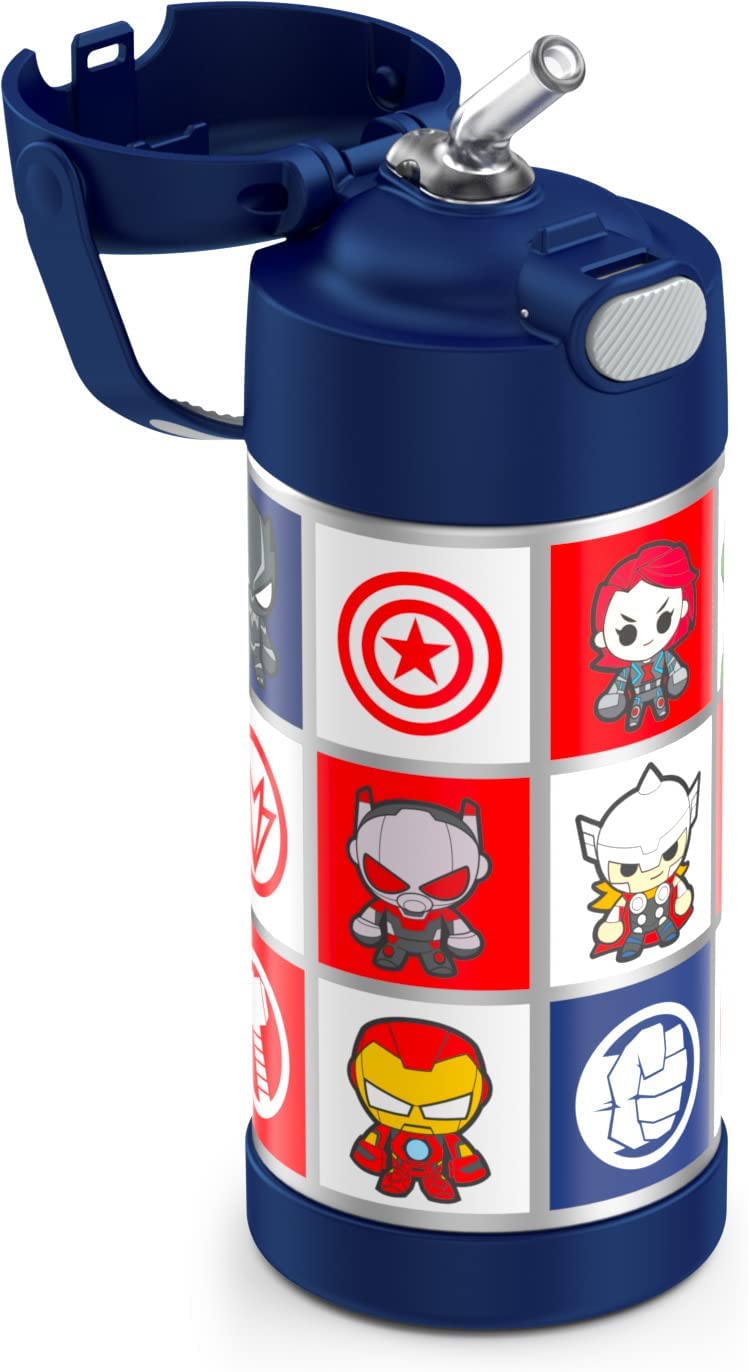 THERMOS FUNTAINER 12 Ounce Stainless Steel Vacuum Insulated Kids Straw Bottle, Avengers ราคา 950 - บาท