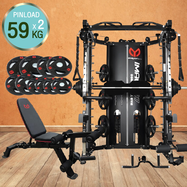 Smith Machine IMAGG 97 + ม้านั่ง819A + แผ่นน้ำหนัก50kg, สมิทแมชชีน