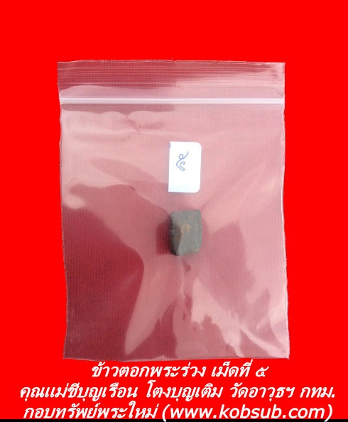 ข้าวตอกพระร่วง เม็ดที่ ๕ คุณแม่ชีบุญเรือน โตงบุญเติม วัดอาวุธฯ กทม.