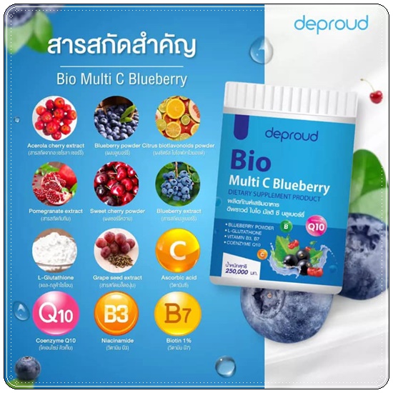 Deproud ดีพราว Bio Multi C Lychee Blueberry Apple วิตามินซีสด สูตรใหม่