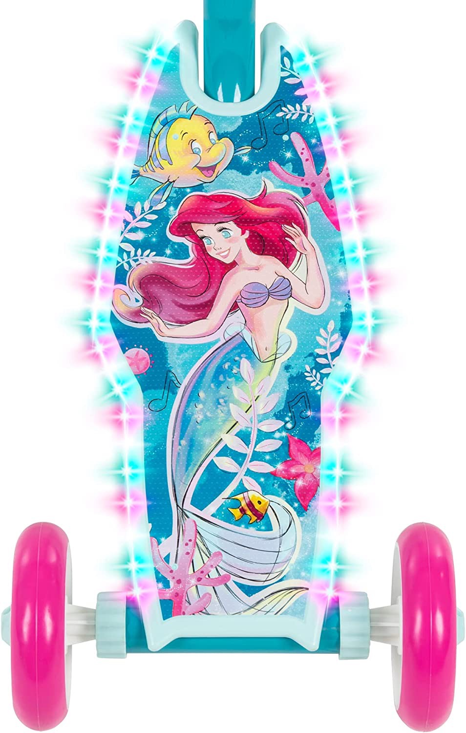 สกู๊ตเตอร์แอเรียล Huffy Disney The Little Mermaid Electro-Light 3 Wheel Scooter - Aqua/Pink ราคา 2,990 - บาท