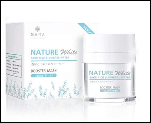 มานา เนเจอร์ไวท์ บูสเตอร์มาส์ก MANA Skincare มาส์กข้าวสาเกญี่ปุ่น