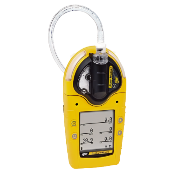 BwTechnology รหัสสินค้า M5-XW0Y-R-P-D-Y-N-00 เครื่องตรวจจับก๊าซ5ชนิดแบบพกพาสีเหลือง , GasAlertMicro5,multi-Gas Detector,%LEL,O2,H2S,CO,rechargeable battery&pump,yellow housing