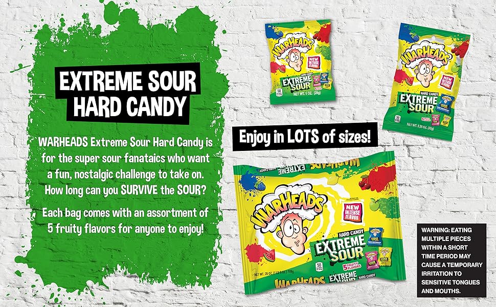 ใหม่ล่าสุด✨นำเข้าเองจาก🇺🇸 WarHeads Extreme Sour Hard Candy - ลูกอมรสเปรี้ยวสุดขีดของ WARHEADS คือลูกอมรสดั้งเดิม