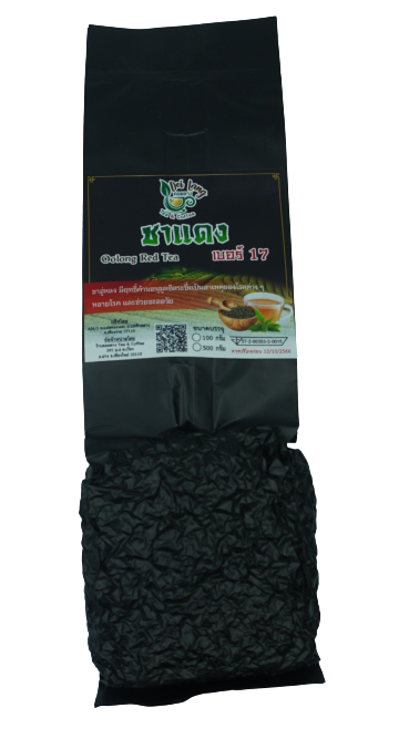 ชาแดง 100 กรัม ชาแดงอู่หลง Oolong Black Tea ผลิตจากยอดอ่อนของชาอู่หลง สีน้ำชาที่ได้จะเป็นสีแดงสว่าง เงา ชาแดง คือ ยอดอ่อนของชาอู่หลงที่ถูกนำมานวดพอให้ผิวนอกช้ำ เพื่อกระตุ้นสารแทนนิน แล้วจึงอบให้แห้ง