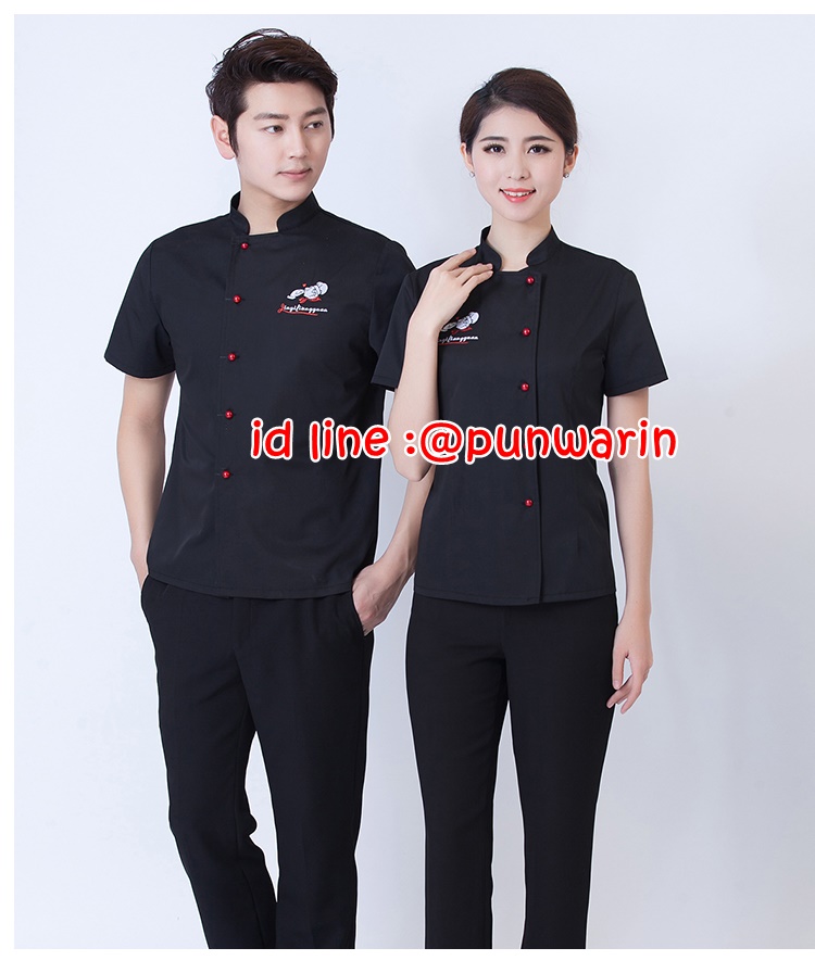 เสื้อพนักงานต้อนรับ เสื้อพนักงานโรงแรม เสื้อฟอร์มพนักงาน ชุดฟอร์มพนักงาน ดำ แดง L-3XL F6011026 ตัว