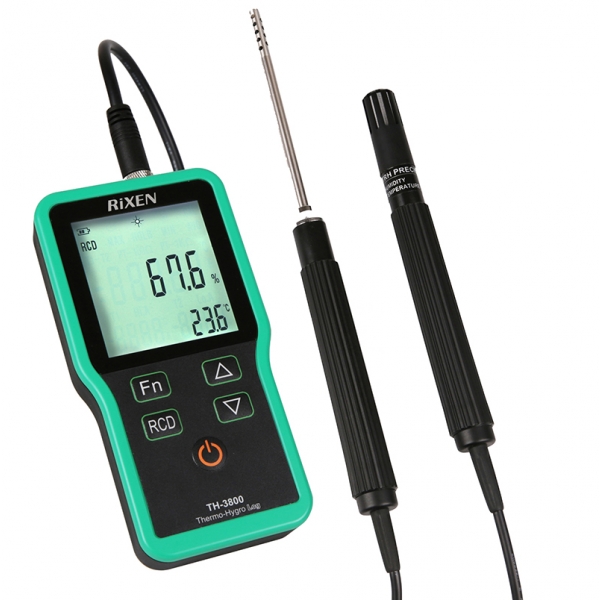 Rixen รุ่นTH-3800-B-Kitเครื่องวัดอุณหภูมิและความชื้นIP66 Water-Proof,Data-Logger,USBRS-232,ø6mm ultra-fine probe,Dew Point
