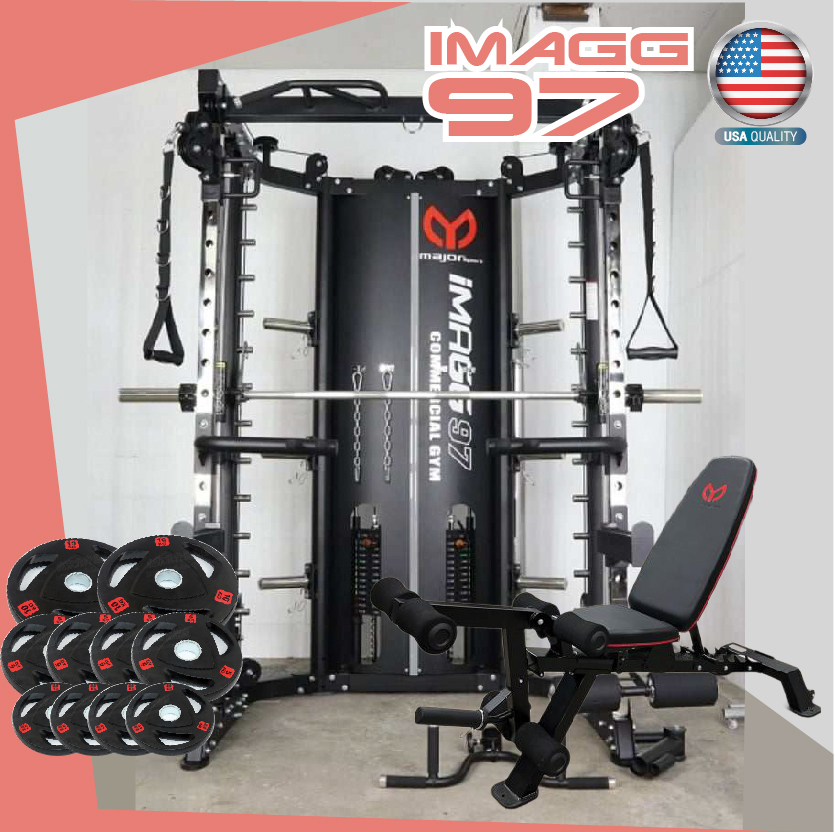Smith Machine IMAGG 97 + ม้านั่ง819A + แผ่นน้ำหนัก50kg, สมิทแมชชีน