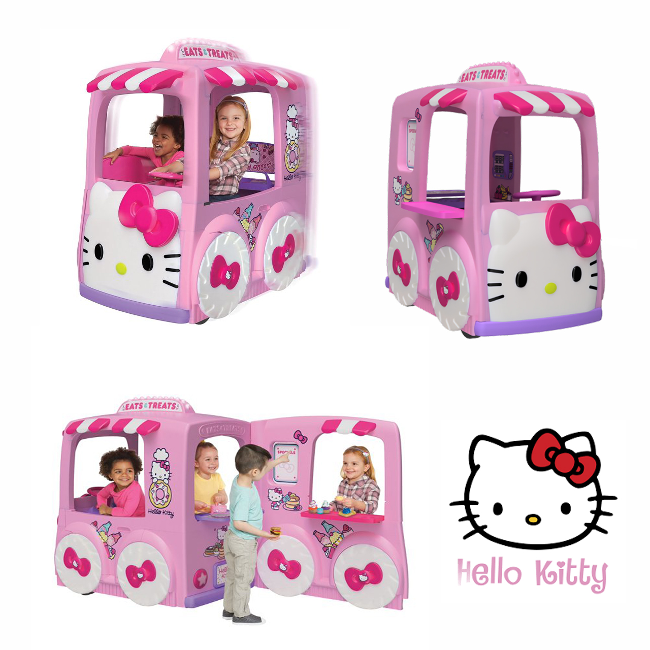 รถแบตเตอรี่เด็ก คิตตี้ ฟู้ดทรัค Hello Kitty 12 Volt “Eats and Treats” Sweet Food Truck Play-Center Ride-On ลิขสิทธิ์แท้ นำเข้าจากอเมริกา ราคา 37,000 บาท