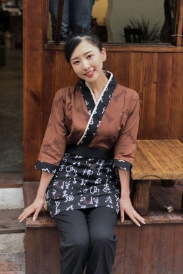 G6206009 เสื้อพนักงานร้านอาหารญี่ปุ่น เกาหลี เสื้อกิโมโน ร้านอาหารญี่ปุ่น สีภาพ S M L XL 2XL SKU-03394 เสื้อตัวเดียว
