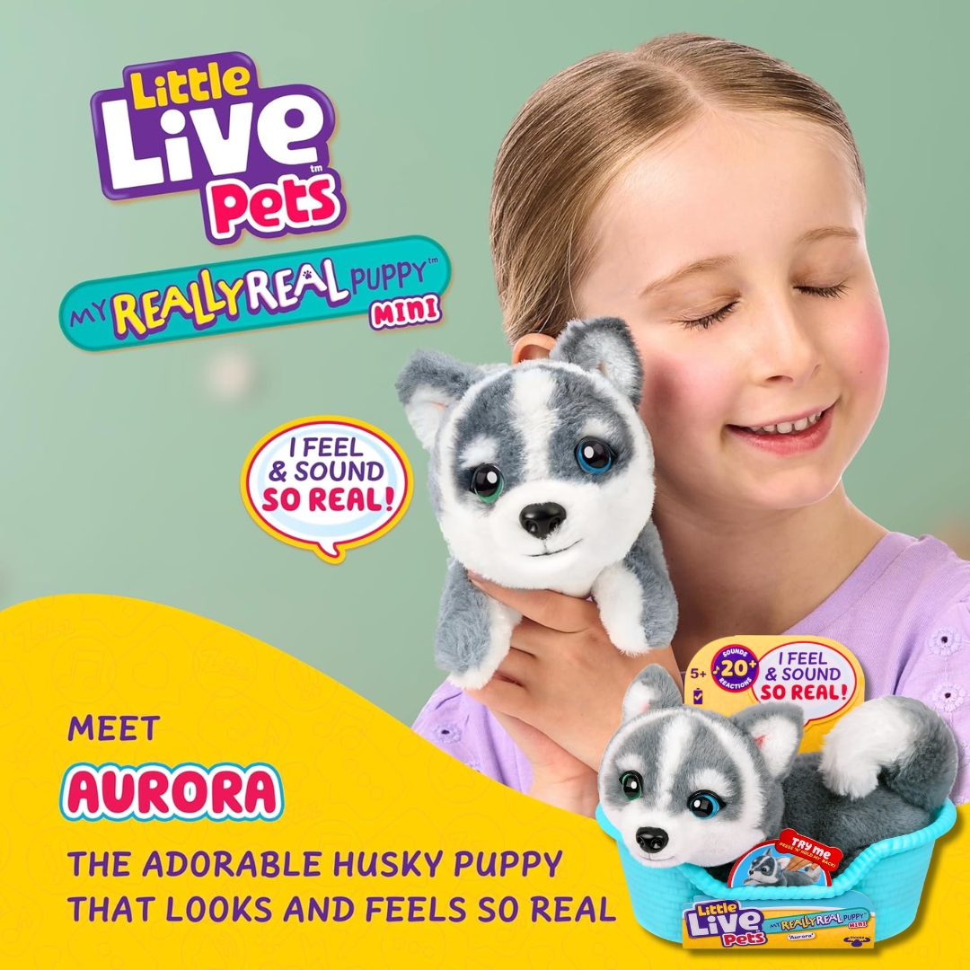 นำเข้า 🇺🇸 พบกับ Aurora น้องฮัสกี้ตัวจิ๋วที่น่ารักที่สุดในโลก! ❄️✨ Little Live Pets My Really Real Puppy Minis ตัวนี้ ขนโคตรนุ่ม แถมโต้ตอบได้เหมือนลูกสุนัขจริง ๆ