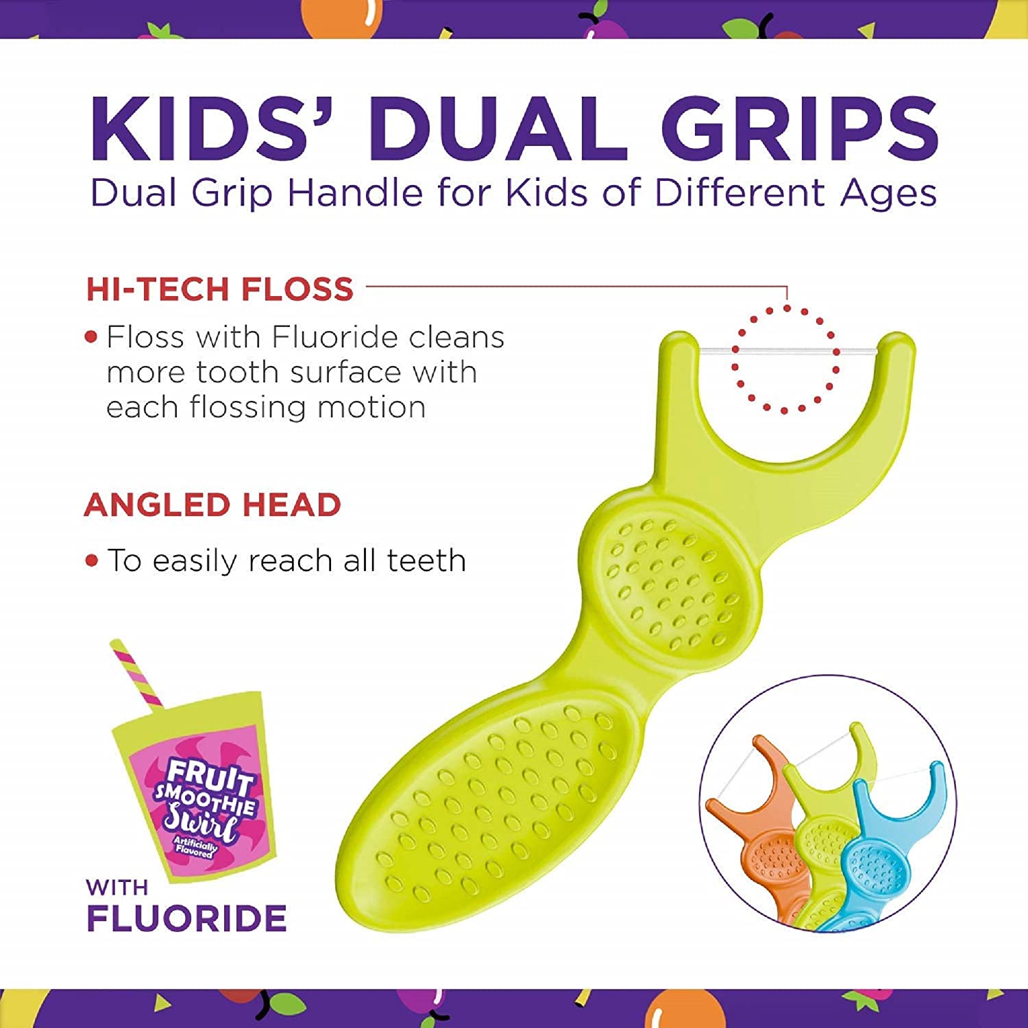 ไหมขัดฟัน เคลือบฟลูออไรด์ รสผลไม้ 75 ชิ้น Plackers Kids Dental Floss Picks ราคา 250 บาท