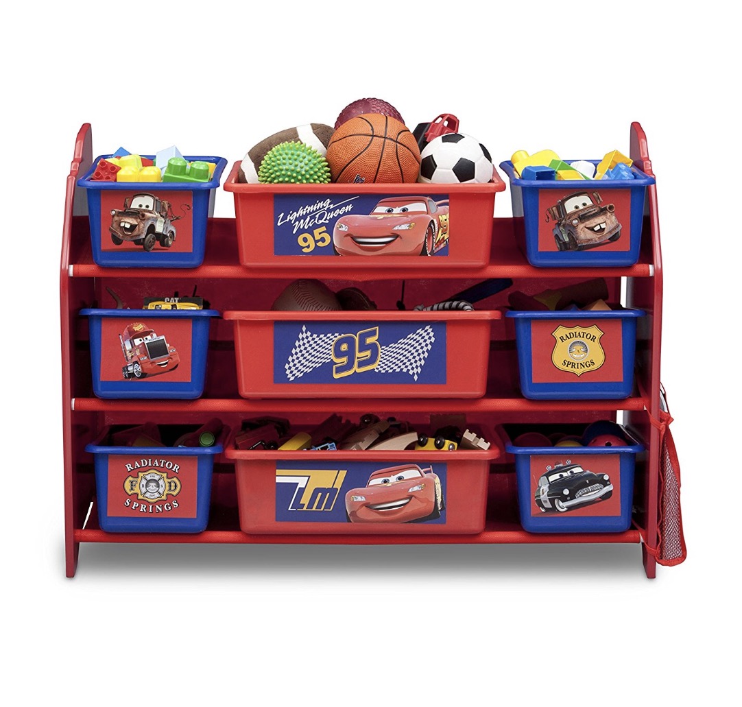 Delta Children Disney Pixar Cars Deluxe 9 Bin Plastic Organizer ชั้นเก็บของเด็กแบบกล่องพลาสติก 9 ช่อง หรูหรา ขนาดใหญ่ ลายคาร์ส ลิขสิทธิ์แท้จากอเมริกา