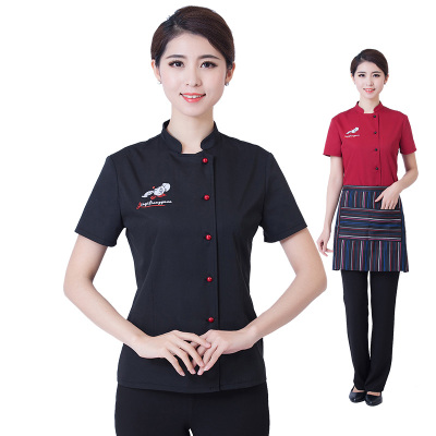 เสื้อพนักงานต้อนรับ เสื้อพนักงานโรงแรม เสื้อฟอร์มพนักงาน ชุดฟอร์มพนักงาน ดำ แดง L-3XL F6011026 ตัว