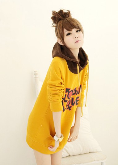 KW5908006 เสื้อกันหนาวมีฮูด ผ้าผสมขนสัตว์สาวเกาหลี (พร้อมส่ง) L เหลือง ฟรีไซส์ KW5908006 ตัว