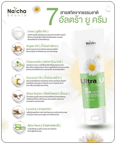 อัลตร้า ยู ครีม Ultra U Cream Natcha ลดอาการคัน กลากเกลื้อน