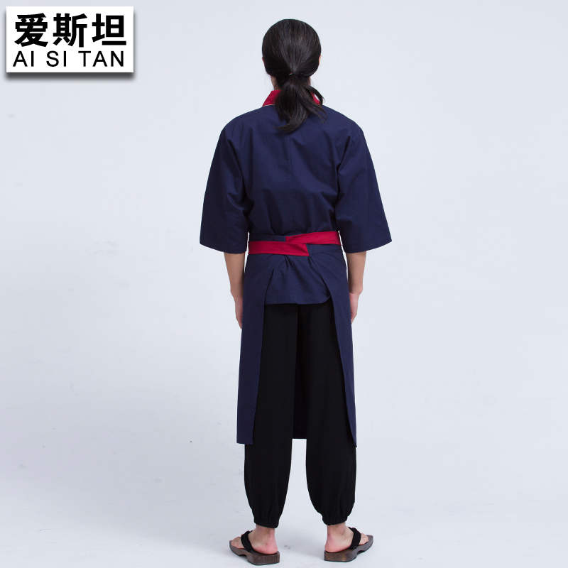 G6109009 ชุดซูชิกิโมโนสไตร์ญี่ปุ่นเสริฟ สำหรับห้องอาหารญี่ปุ่นเกาหลีจีน เสื้อเชฟ พ่อครัว บริกร สีภาพ M XL G6109009 ตัว