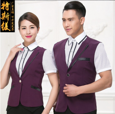 ชุดพนักงานไนท์คลับเสื้อกั๊กในตัวร้านอาหาร KTV ,Night wear,Tooling Bar Waiter,ชุดพนักงานบาร์,ชุดพนักงานโรงหนัง,ชุดพนักงานโรงละคร คาซิโน สำเนา ม่วง แดง L-3XL K6707003 เสื้อเย็บติดเสื้อกั๊ก