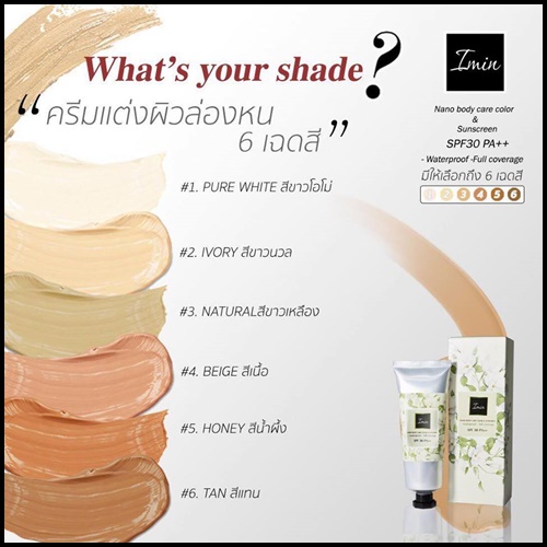 ไอมิน ครีมแต่งผิวล่องหน Imin NANO body care color & sunsceen