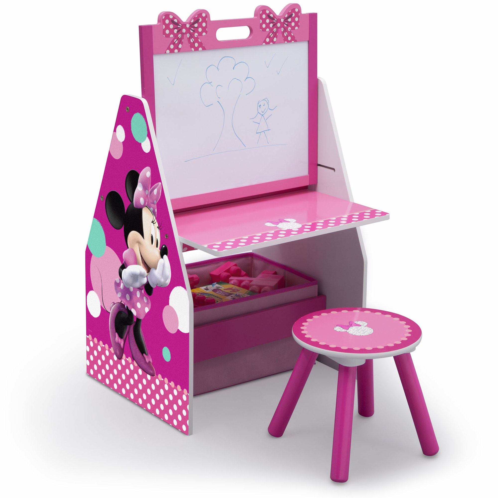 โต๊ะทำการบ้าน ชั้นวาง 3 in 1 ลาย มินนี่เม้าส์ Disney Minnie Mouse Deluxe Kids Art Table, Easel, Desk, Stool & Toy Organizer by Delta Children ราคา 3590 บาท
