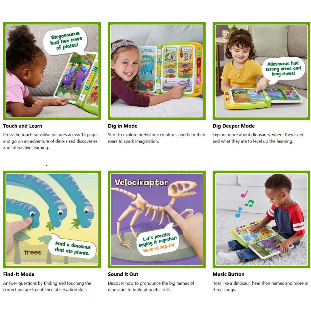 นำเข้า 🇺🇸 เปิดโลกไดโนเสาร์ พร้อมเรียนรู้ผ่านการสัมผัส 🦖✨ หนังสือ LeapFrog Touch & Learn Dinosaur Book ราคา 2,290 บาท