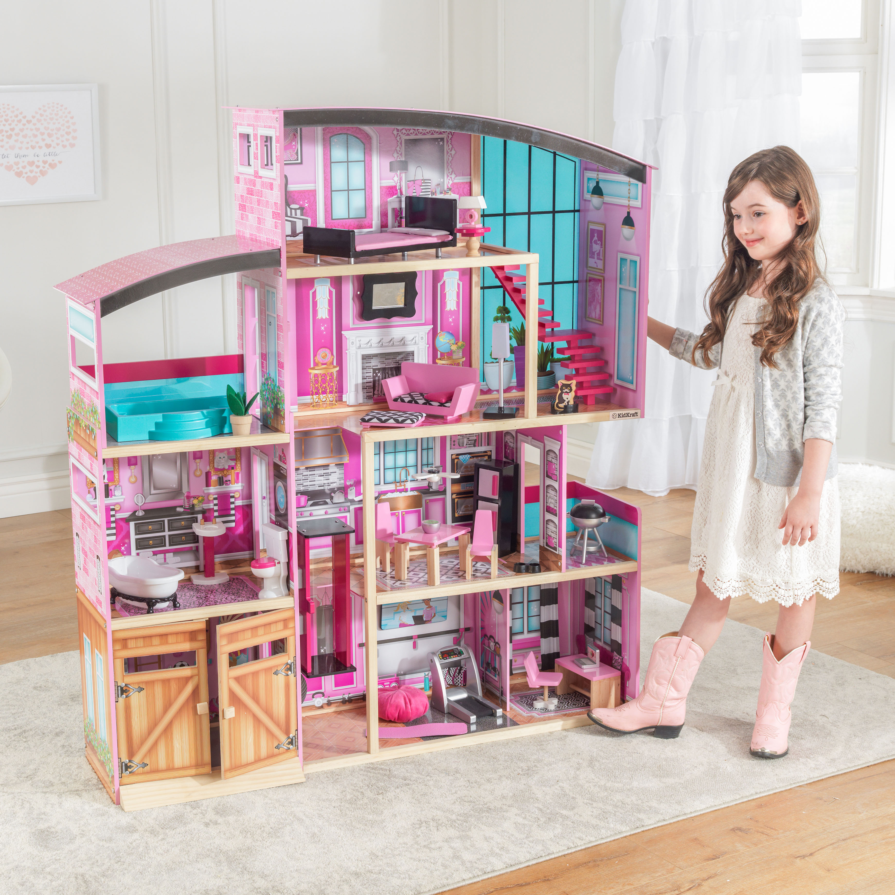 สินค้าใหม่!! KidKraft Shimmer Mansion Dollhouse บ้านตุ๊กตา คิดคราฟ ชิมเมอร์แมนชั่น หลังใหญ่ มีเสียงและไฟเวลาเล่น