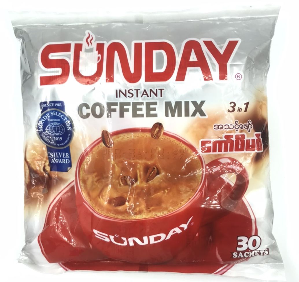 กาแฟพม่า Burmese coffee กาแฟสำเร็จรูป 3in1 Sunday CoffeeMix บรรจุ 30 ซอง กาแฟพม่า sunday กาแฟ 3in1 พรอมดื่ม (1 ถุง 30 ซอง) กาแฟ กาแฟพม่า SUNDAY Coffeemyanmar food myanmar အစားအစာ myanmar ပစၥည္း
