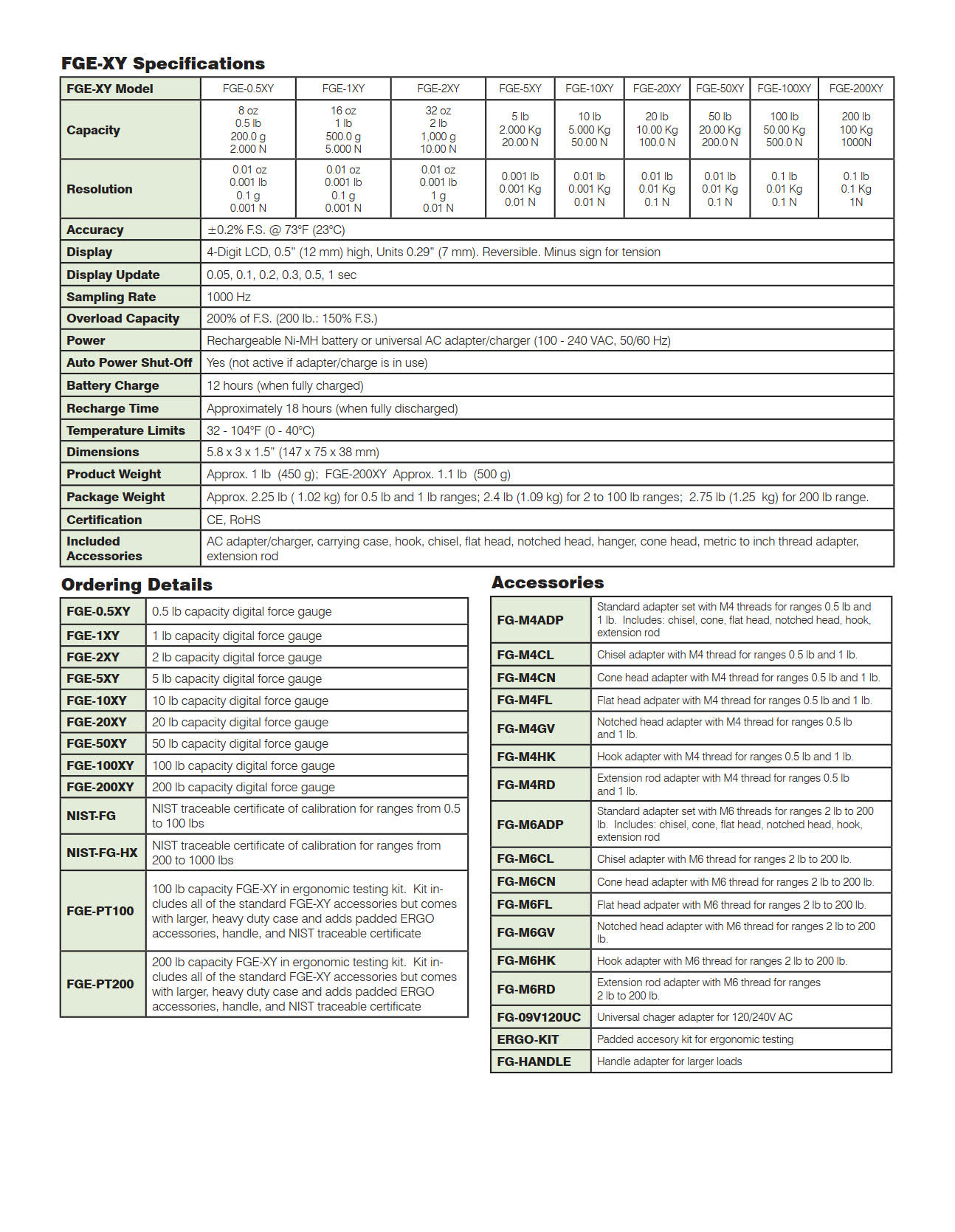 NidecShimpo รุ่นFGE-0.5XYเครื่องวัดแรงดึงแรงกดแบบดิจิตัล Capacity Digital Force Gauge,Capacity:0.5lb(200g)Accuracy:±0.2%