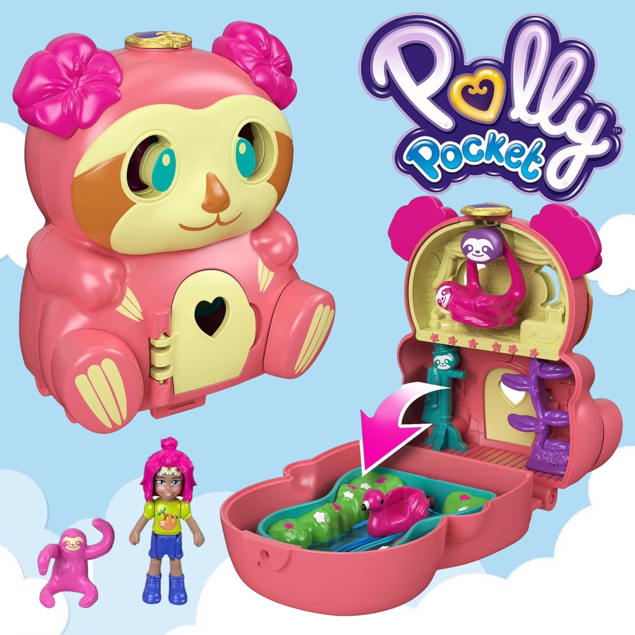 สลอธแสนน่ารักPolly Pocket Flip & Find Sloth Compact , ราคา 1,190