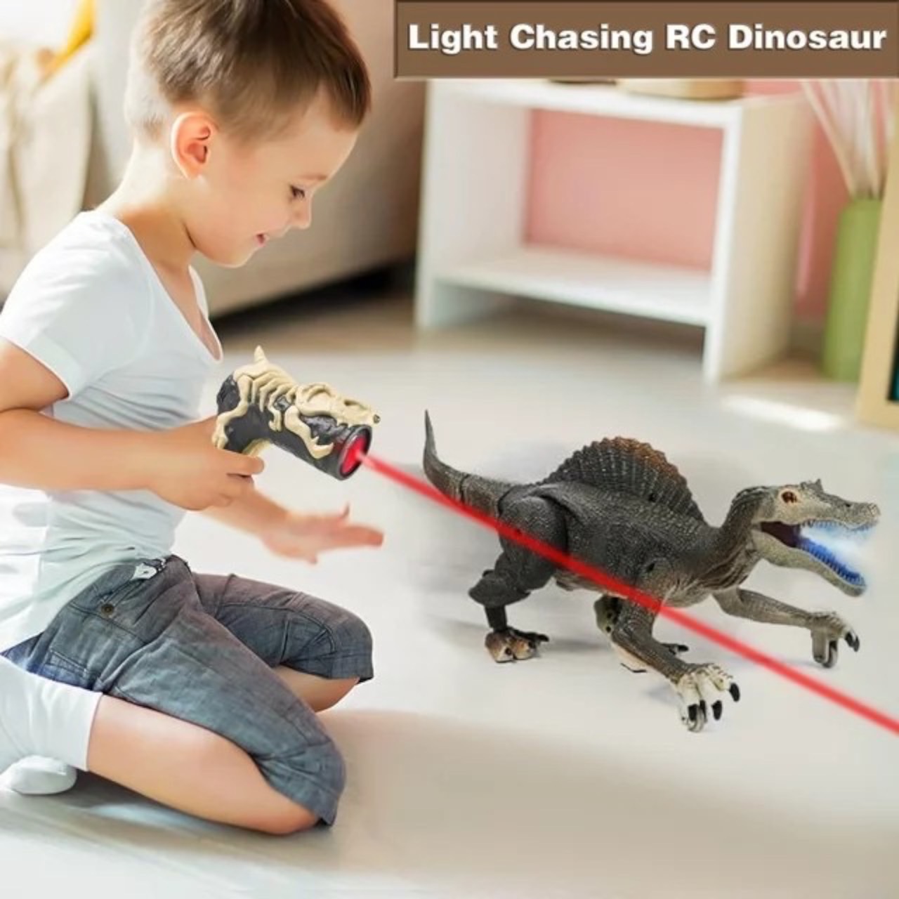 นำเข้า🇺🇸 แรปเตอร์จูราสสิคRichgv Upgraded Remote Light Control Dinosaur，Remote Control Dinosaur.