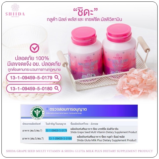 ชิดะกลูต้า Shida Grape Seed Multi Vitamin Gluta แพ็คเกจใหม่