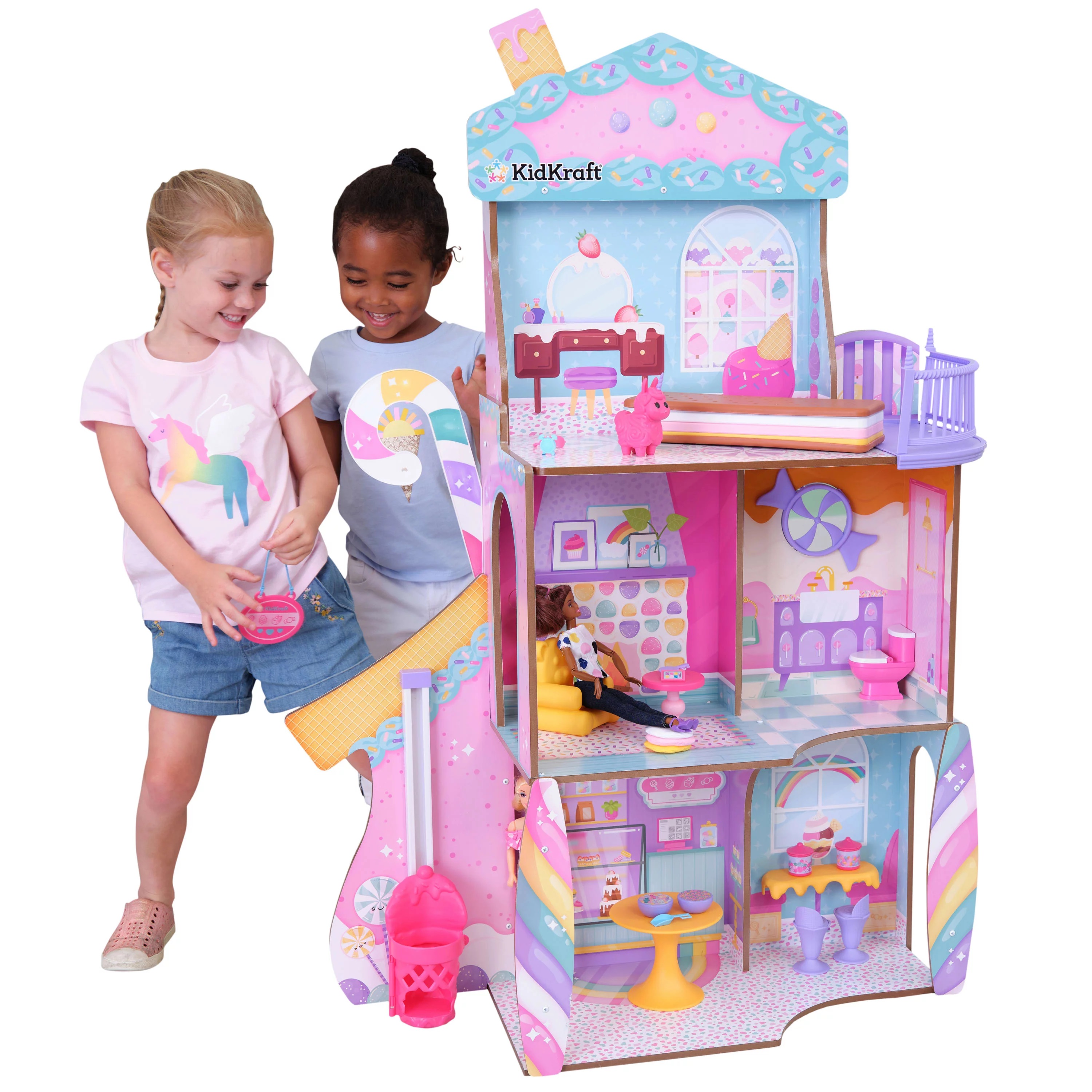 KidKraft Candy Castle บ้านตุ๊กตาไม้พร้อมลิฟต์ อุปกรณ์เสริม 28 ชิ้น ราคา 6,990.- บาท