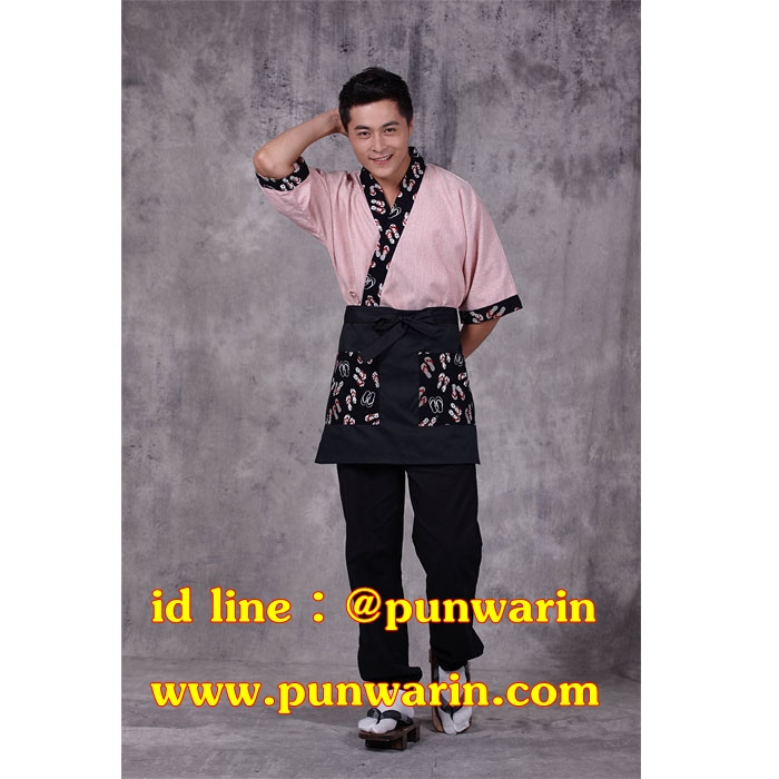 ชุดซูชิกิโมโนสไตร์ญี่ปุ่นเสริฟ สำหรับห้องอาหารญี่ปุ่นเกาหลีจีน เสื้อเชฟ พ่อครัว บริกร สีภาพ S M L XLXXL G6111002 เสื้อตัวเดียว
