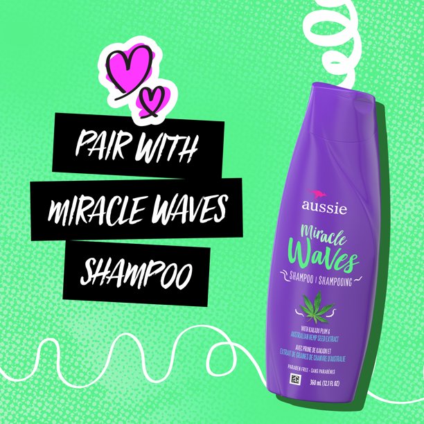 ครีมนวดผม Aussie Miracle Waves Conditioner with Hemp Seed, Paraben Free, 26.2 oz ราคา 590 - บาท