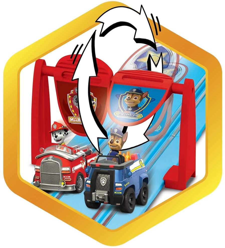 แทร็คแข่งรถสล็อต รีโมทบังคับ Carrera First Paw Patrol - Slot Car Race Track - Includes 2 Cars: Chase and Marshall