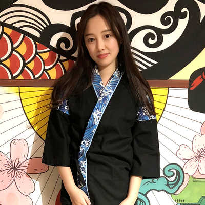 G6206004 เสื้อพนักงานร้านอาหารญี่ปุ่น เกาหลี เสื้อกิโมโน ร้านอาหารญี่ปุ่น สีภาพ S M L XL 2XL SKU-03389 เสื้อตัวเดียว