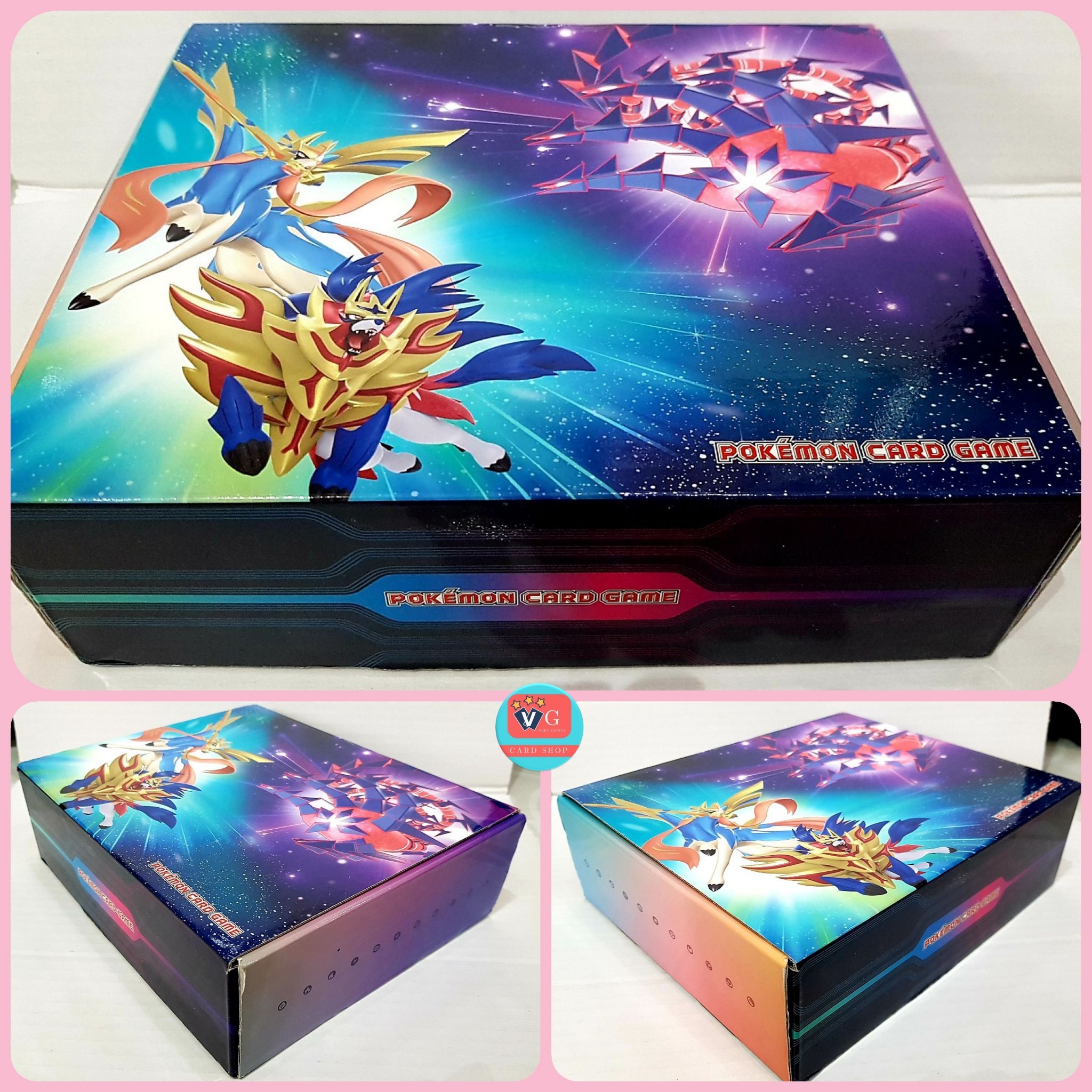 กล่องใส่การ์ด storage box Pokemon card game 1995-2021 Nintendo Creatures โปเกมอน มีรอยขีดข่วนเล็กน้อย รอบกล่อง