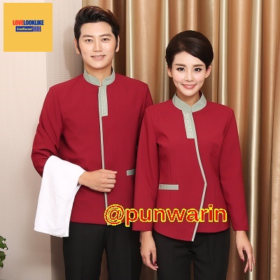 ชุดพนักงานทำความสะอาดแขนสั้นโรงแรม รีสอร์ทร้านอาหาร ฟ้า เขียว แดง L-4XL D6209006 ตัว