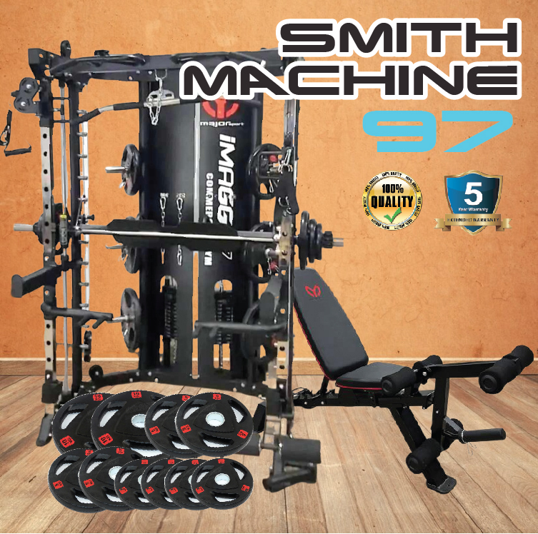 Smith Machine IMAGG 97 + ม้านั่ง819A + แผ่นน้ำหนัก50kg, สมิทแมชชีน