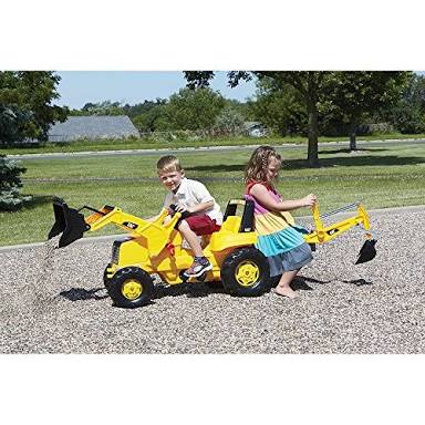 รถแทรกเตอร์ ตักดิน 2 หัว สามารถเล่นพร้อมกันได้2คน CAT Construction Pedal Tractor: Backhoe Loader (Front Loader and Excavator/Digger), Youth Ages 3+ สินค้าลิขสิทธิ์แท้ นำเข้าจาก USA