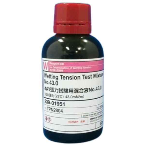 FujiFilmWako รหัสสินค้า NO.43.0- 239-01951 น้ำยาทดสอบแรงตึงผิว, Wetting Tension Test Mixture for Determination of Wetting Tension NO.43.0,WAKO Cat.no.239-01951,package:50mL