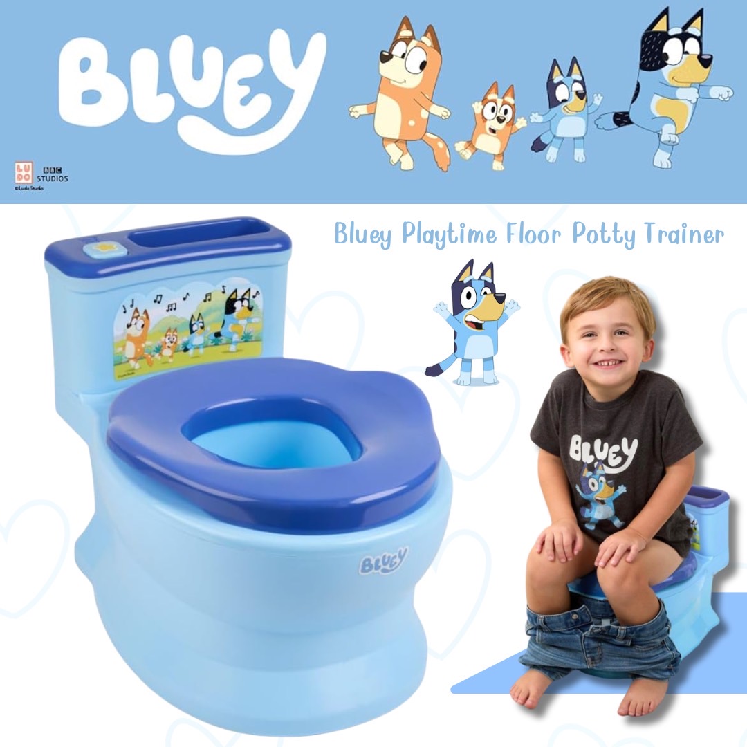 🚽 “ฝึกเข้าห้องน้ำสนุกๆ กับ Bluey Playtime Floor Potty Trainer นำเข้า 🇺🇸 พร้อมเสียงเชียร์ ช่วยให้หนูน้อยมั่นใจทุกก้าว ราคา 2,590 บาท 🧻