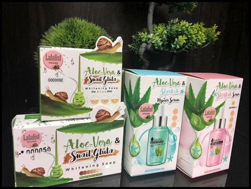 สบู่ว่านหอย ลาลาสิส สำหรับผิวหน้า Aloe-Vera & Snail Gluta Whitening Face Soap