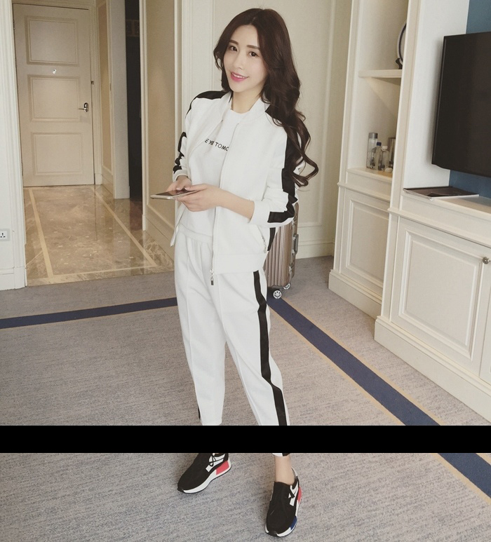 KW6006001 เสื้อแจ็กเก็ตเบสบอล+กางเกงแฟชั่นเกาหลี (พร้อมส่ง) KW6006001 ตัว
