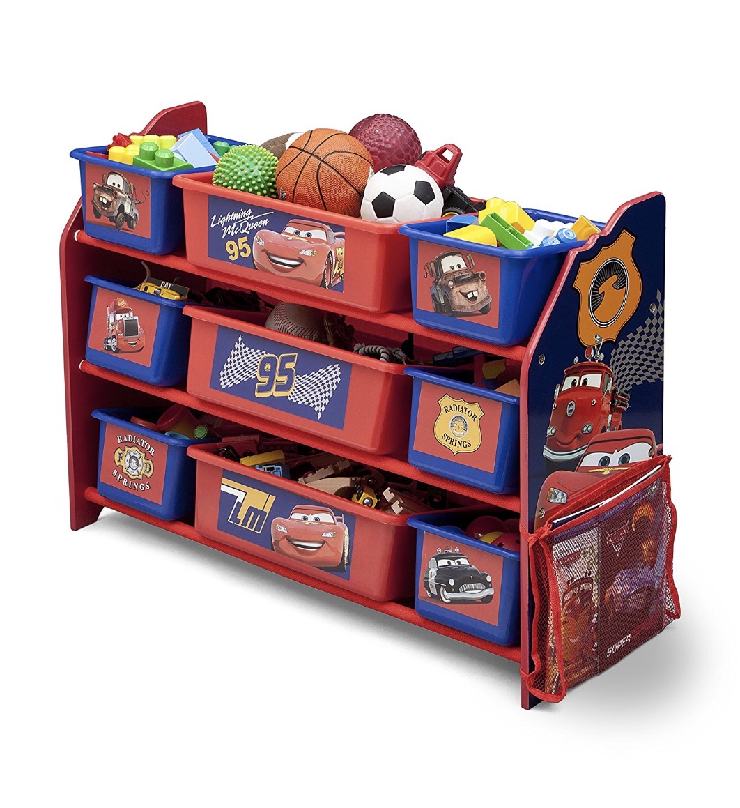 Delta Children Disney Pixar Cars Deluxe 9 Bin Plastic Organizer ชั้นเก็บของเด็กแบบกล่องพลาสติก 9 ช่อง หรูหรา ขนาดใหญ่ ลายคาร์ส ลิขสิทธิ์แท้จากอเมริกา